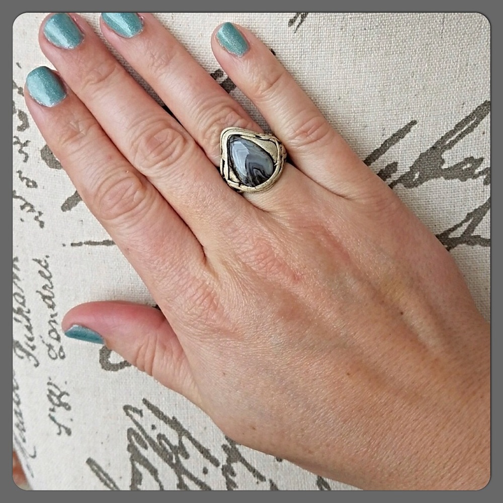 ✨HP✨Botswana Agate Ring Set in Polymer Clay✨